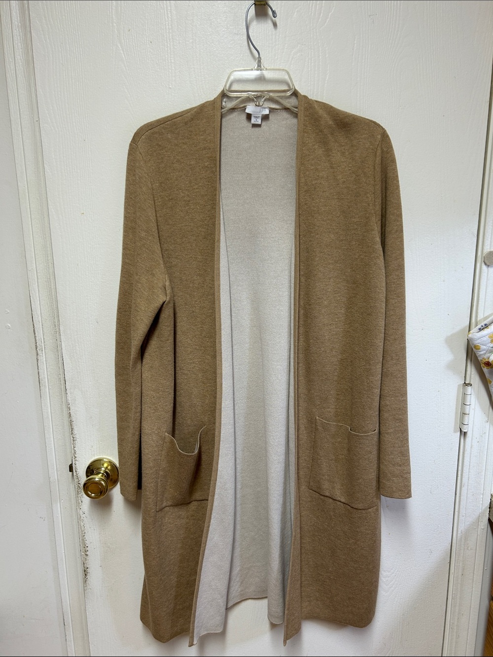 J. Jill Open-Front Long Camel Cardigan Coatigan